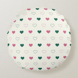 Cute Simple Heart Seamless pink / cream Round Pillow