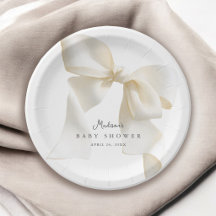 Cute Simple Ivory Bow Baby Shower