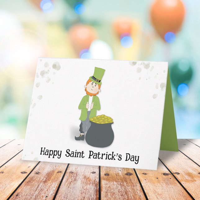 Cute Simple Leprechaun St. Patrick's Day Green Card (Creator Uploaded)