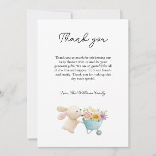 Cute Simple Little Bunny Wildflowers Baby Shower  Thank You Card