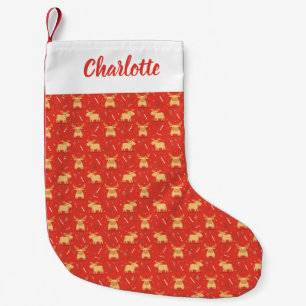 Cute Simple merry christmas cartoon reindeer patte Small Christmas Stocking