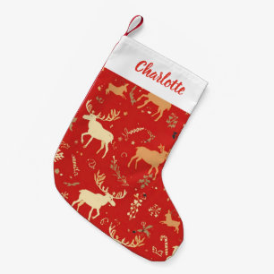 Cute Simple merry christmas cartoon reindeer patte Small Christmas Stocking