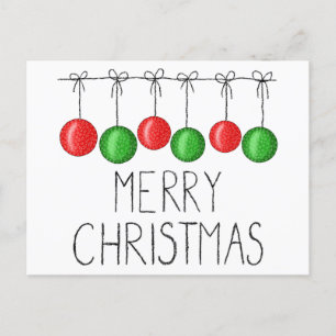Cute Simple Merry Christmas Modern Typography Postcard