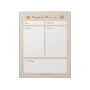 Cute Simple Minimalist Weekly Planner Notepad