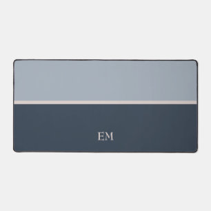 Cute Simple Modern Initials Monogram Blue Desk Mat