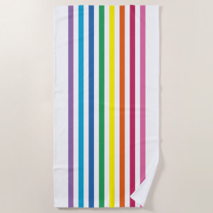 Cute Simple Modern Rainbow Colors Stripes Pattern Beach Towel