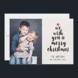 Cute Simple Modern Worded Christmas Tree Photo Holiday Card<br><div class="desc">Looking for a modern,  stylish design for your holiday photo cards this year?  This fun 5x7 photo card features a Christmas tree built with the words "we wish you a merry christmas."  Simple and cute!  The back of the card is designed with little white snowflakes over your custom colour.</div>