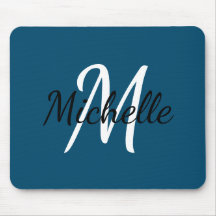 Cute Simple Monogram Initial Name Dark Navy Blue