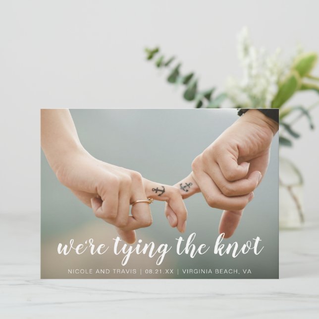 Cute Simple Nautical Photo Modern Wedding Save The Date (Standing Front)