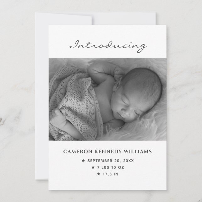 Cute Simple Newborn Custom Photo Hello Baby Birth Announcement (Front)