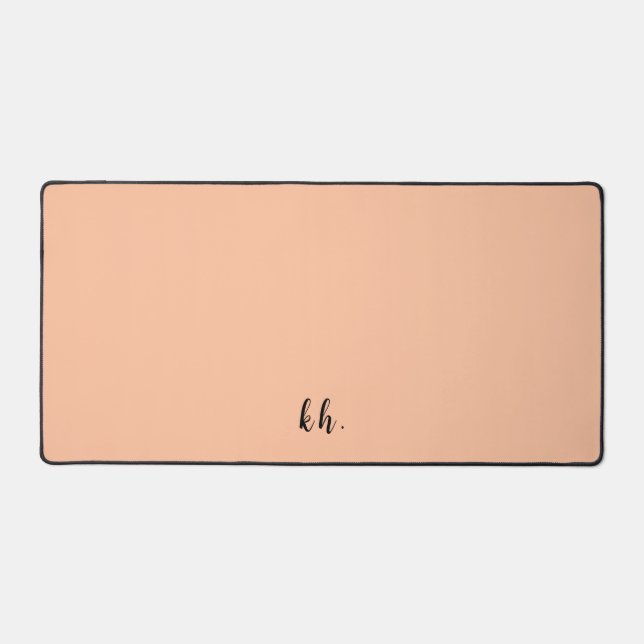 Cute Simple Peach Pink Monogram Initials Desk Mat (Front)