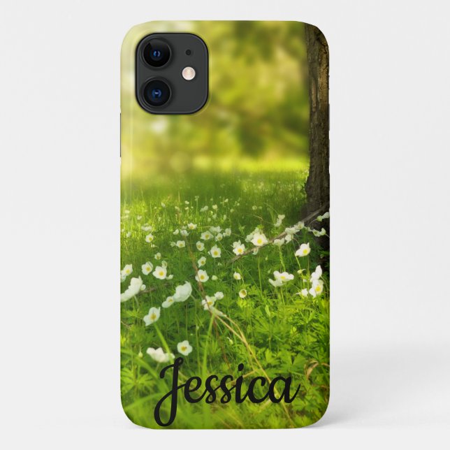 Cute Simple Personalized Sunny Flower Field Case-Mate iPhone Case (Back)