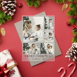 Cute Simple Photo Collage Christmas Holiday Card Acrylic Invitations