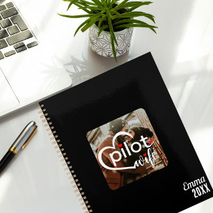 Cute Simple 'Pilot Wife' & Airplane, Custom Photo Planner