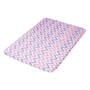 Cute Simple Pink and Purple Geometric Line Pattern Bath Mat