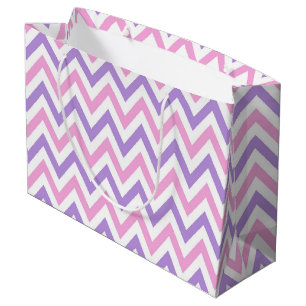 Cute Simple Pink and Purple Geometric Line Pattern Large Gift Bag