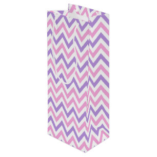 Cute Simple Pink and Purple Geometric Line Pattern Wine Gift Bag