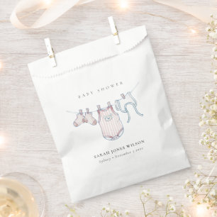 Cute Simple Pink Baby Girl Clothesline Baby Shower Favour Bag