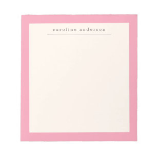 Cute Simple Pink Border Personalized Name Notepad