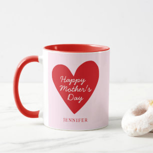 Cute Simple Pink & Red Heart Mother's Day Gift Mug