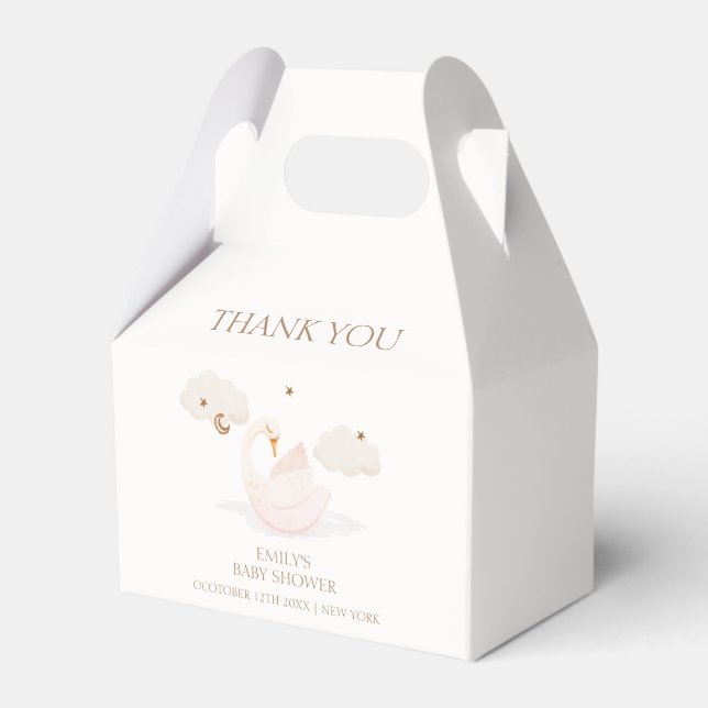 Cute Simple Princess Swan Moon Star Baby Shower Favor Box (Front Side)