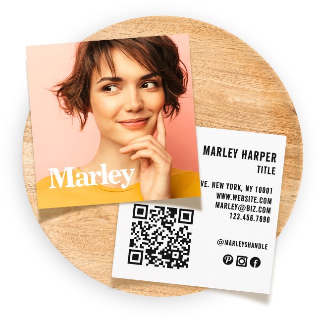 Cute Simple Professional Modern Fun Photo  Square Business Card (Creator Uploaded)
