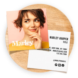 Cute Simple Professional Modern Fun Photo  Square Business Card