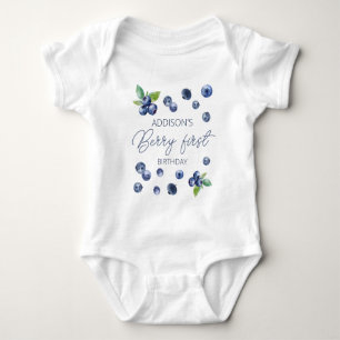 Cute Simple Red Blueberry Sweet 1st Birthday Baby Bodysuit