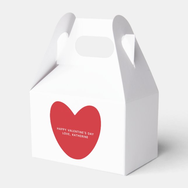 Cute simple red heart personalized Valentine's Day Favor Box (Front Side)