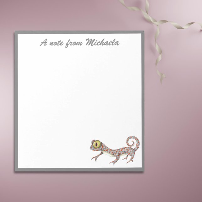 Cute Simple Reptile Gecko Notepad (Cute Reptile Gecko Personalized Stationery)