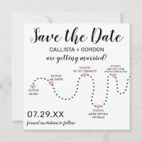 Cute Simple Rose Gold Black White Timeline Wedding