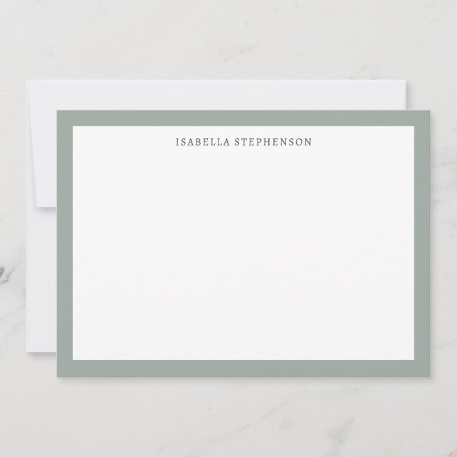 Cute Simple Sage Green Botanical Personalized Name Thank You Card (Front)