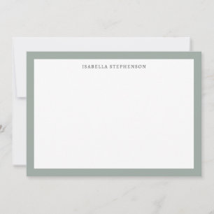 Cute Simple Sage Green Botanical Personalized Name Thank You Card
