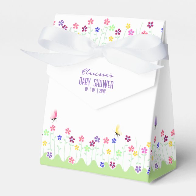 Cute Simple Spring Floral Baby Shower Favor Box (Front Side)