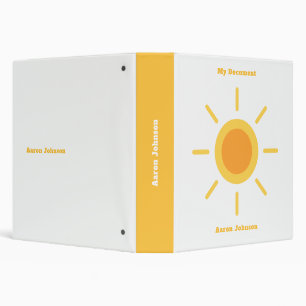 Cute Simple Sun Personalized 3 Ring Binder