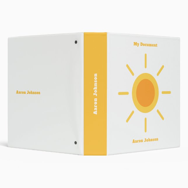 Cute Simple Sun Personalized 3 Ring Binder (Background)