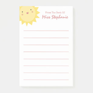 Cute Simple Sunshine From The Desk Of Teacher Post-it Notes