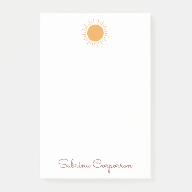 Cute simple sunshine personalized  post-it notes (Front)