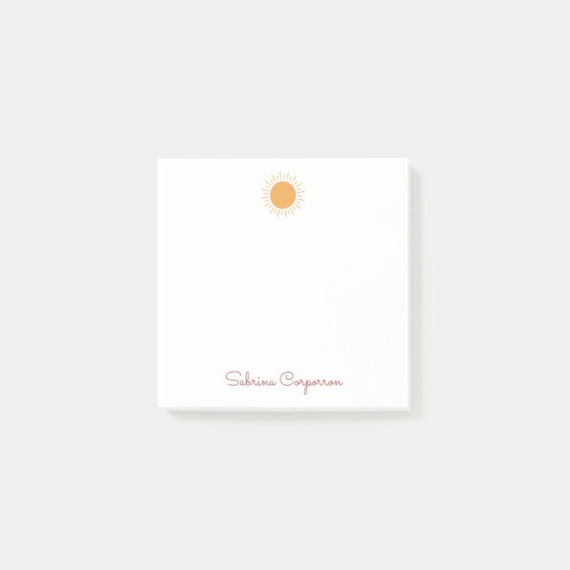 Cute simple sunshine personalized  post-it notes (Front)