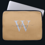 Cute Simple Tan Monogram Name & Initial Laptop Sleeve<br><div class="desc">A stylish monogram design on a simple light tan brown background.</div>