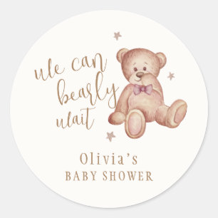 Cute Simple Teddy Bear Baby Shower  Classic Round Sticker