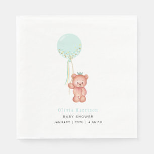 Cute Simple Teddy Bear Baby Shower  Napkin
