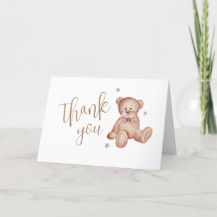 Cute Simple Teddy Bear Star Baby Shower  Thank You Card