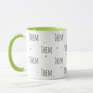 Cute Simple "Them" Text + Little Hearts   Love Mug