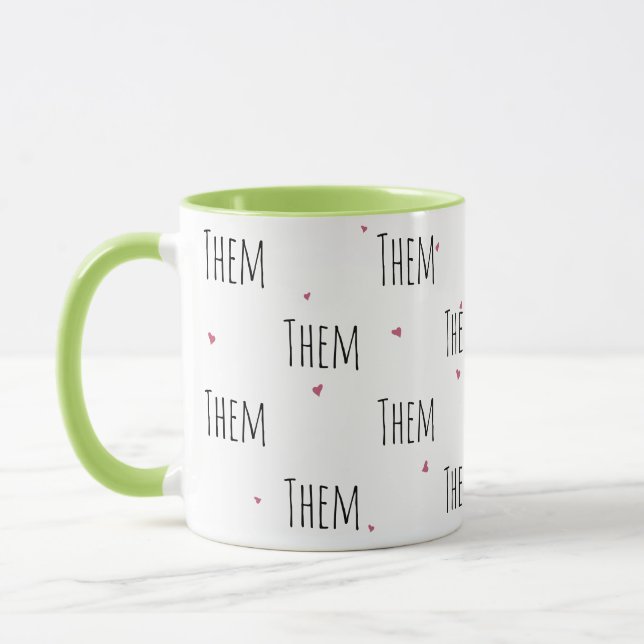 Cute Simple "Them" Text + Little Hearts | Love Mug (Left)