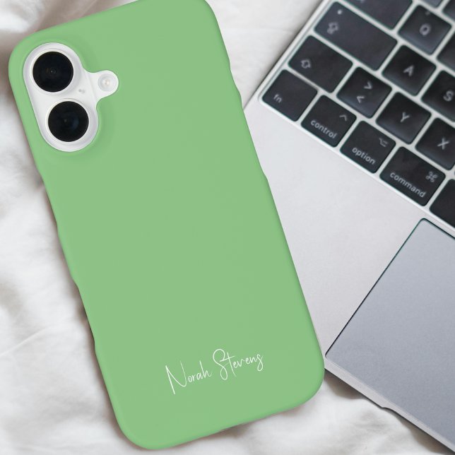 Cute Simple Trendy Minimalist Green Aesthetic  iPhone 16 Case (Creator Uploaded)