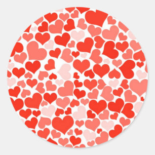 Cute Simple Trendy Valentine Red Heart Pattern Classic Round Sticker