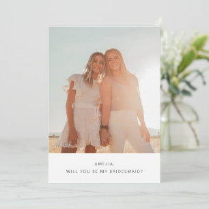 Cute Simple Typography Photo Bridesmaid Proposal Card