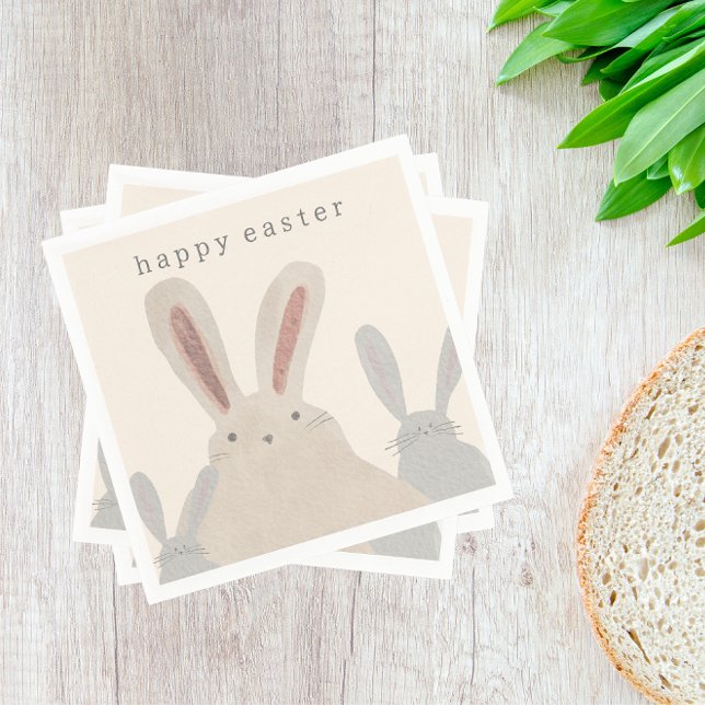 Cute Simple Watercolor Bunny Easter Napkins (Creator Uploaded)
