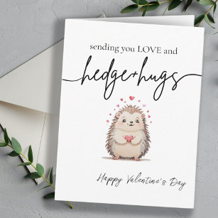 Cute & Simple Watercolor Hedgehog Valentine's Day Card